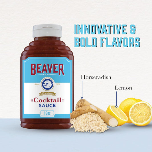 Beaver Cocktail Sauce With Fresh Grated Horseradish, 13 Oz Squeeze Bottle
