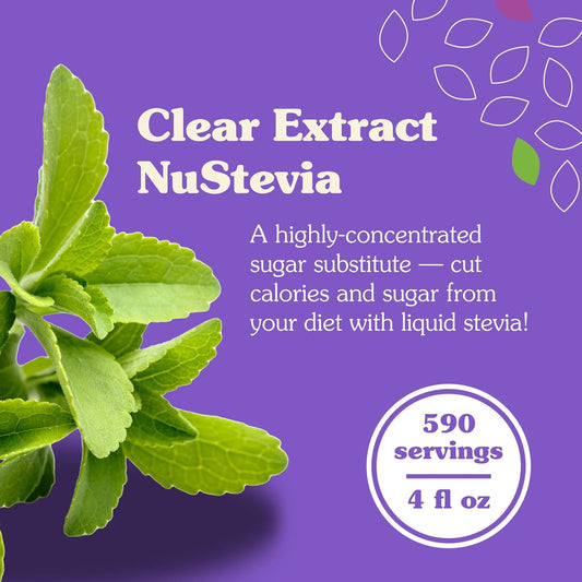 Nunaturals Clear Extract Stevia, Plant-Based Sweetener, Plastic Bottle, 4 Oz