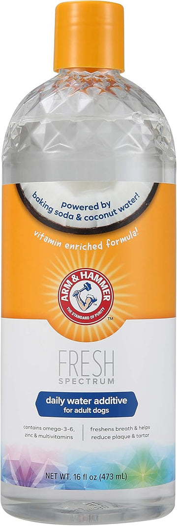 Arm & Hammer For Pets Fresh Spectrum Dental Water Additive For Dogs Baking Soda Enhanced Dog Dental Care Product Helps Freshen Breath And Reduce Plaque & Tartar, 16.9 Fl Oz