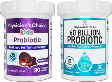 Physician's CHOICE - Pediatric & Adult Gut Care Bundle: Kids Probiotic + 60 Billion Probiotic