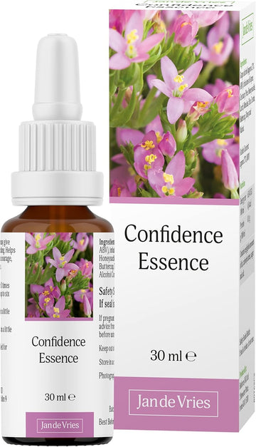 Jan De Vries Confidence Essence | Flower Essence | Boost & Restore Confidence | Lift Self-Esteem | Aspen, Centaury, Honeysuckle & Elm | 30Ml