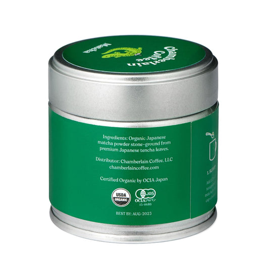 Chamberlain Coffee Ceremonial Matcha Green Tea Powder - Japanese Green Tea + Original Grade Matcha - Hot Or Iced - Organic, Vegan & Gluten-Free Matcha Powder, 1.06 Oz