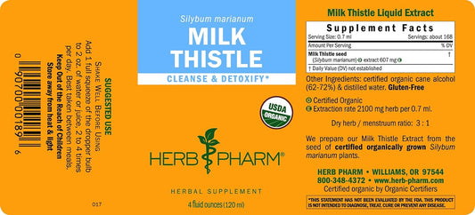 Herb Pharm Milk Thistle Seed Extract for Liver Function Support - 4 Ounce (DMILK04)