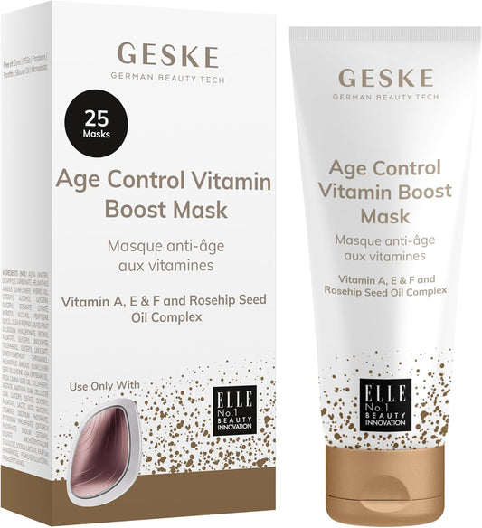 GESKE Age Control Vitamin Boost Mask | Use with our Sonic Warm & Cool Mask | Face Mask with Vitamin A, E & F and Rosehip Seed Oil Complex | Enriching Formula | For Normal Skin | Vegan & Cruelty-free : Amazon.co.uk: Beauty