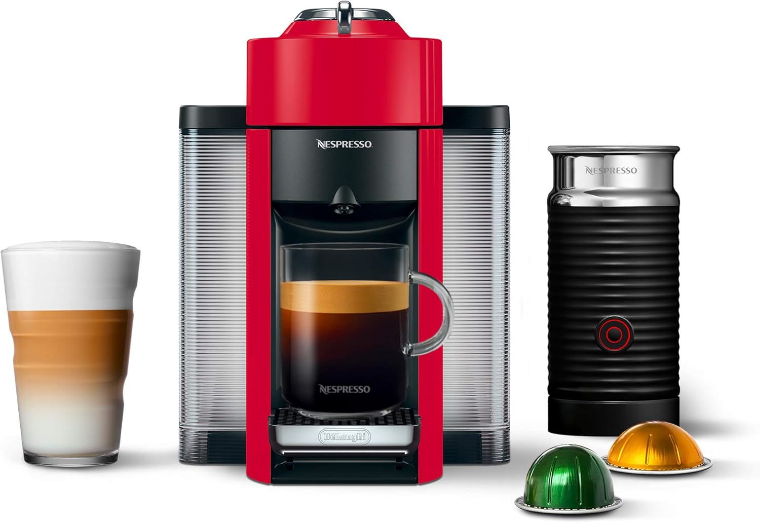 Nespresso Vertuo Coffee And Espresso Machine By De'Longhi With Milk Frother,1100 Ml, Shiny Red