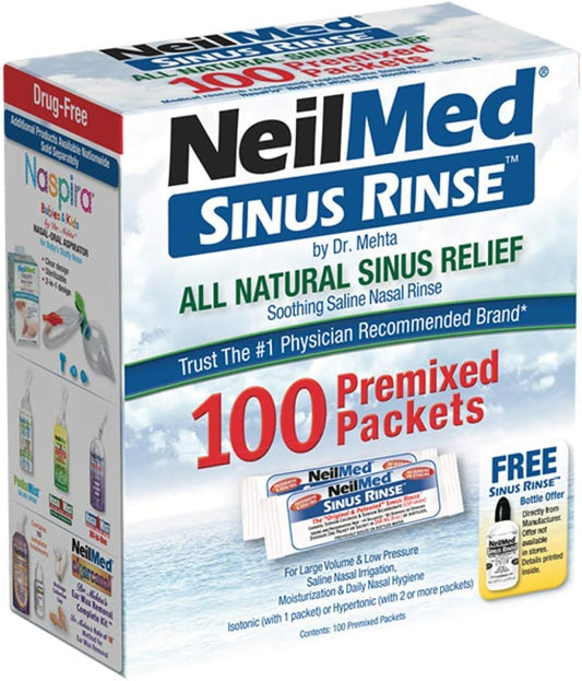 Neilmed Sinus Rinse - Nasal Rinse Refill Kit - 100 per Box : Health & Household