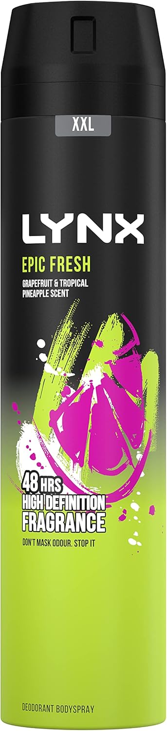 Lynx Epic Fresh Grapefruit & Tropical Pineapple 48 Hours Men Body Spray, 250Ml