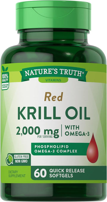 Krill Oil 2000Mg Softgels | 60 Count | Omega-3 Supplement With Epa & Dha | Non-Gmo & Gluten Free | By Nature'S Truth