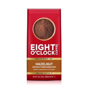 Eight O'Clock Coffee Hazelnut, Medium Roast, Ground Coffee, 11 Ounce (Pack Of 6), 100% Arabica, Kosher Certified