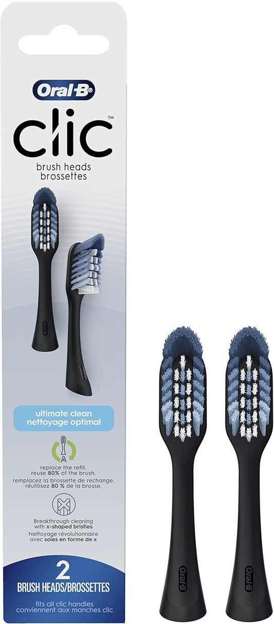 Oral-B Clic Toothbrush Ultimate Clean Replacement Brush Heads, Black, 2 Count