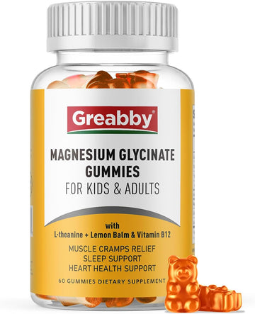Magnesium Glycinate Gummies For Kids & Adults - Magnesium Glycinate 300Mg Chewable Supplement - Promotes Sleep, Muscle, Relaxation (60Count)