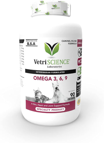 VetriScience Omega 3 Fish Oil for Dogs and Cats, 90 Soft Gels - Skin and Coat, Heart Health and Immune Support Fish Oil Supplement