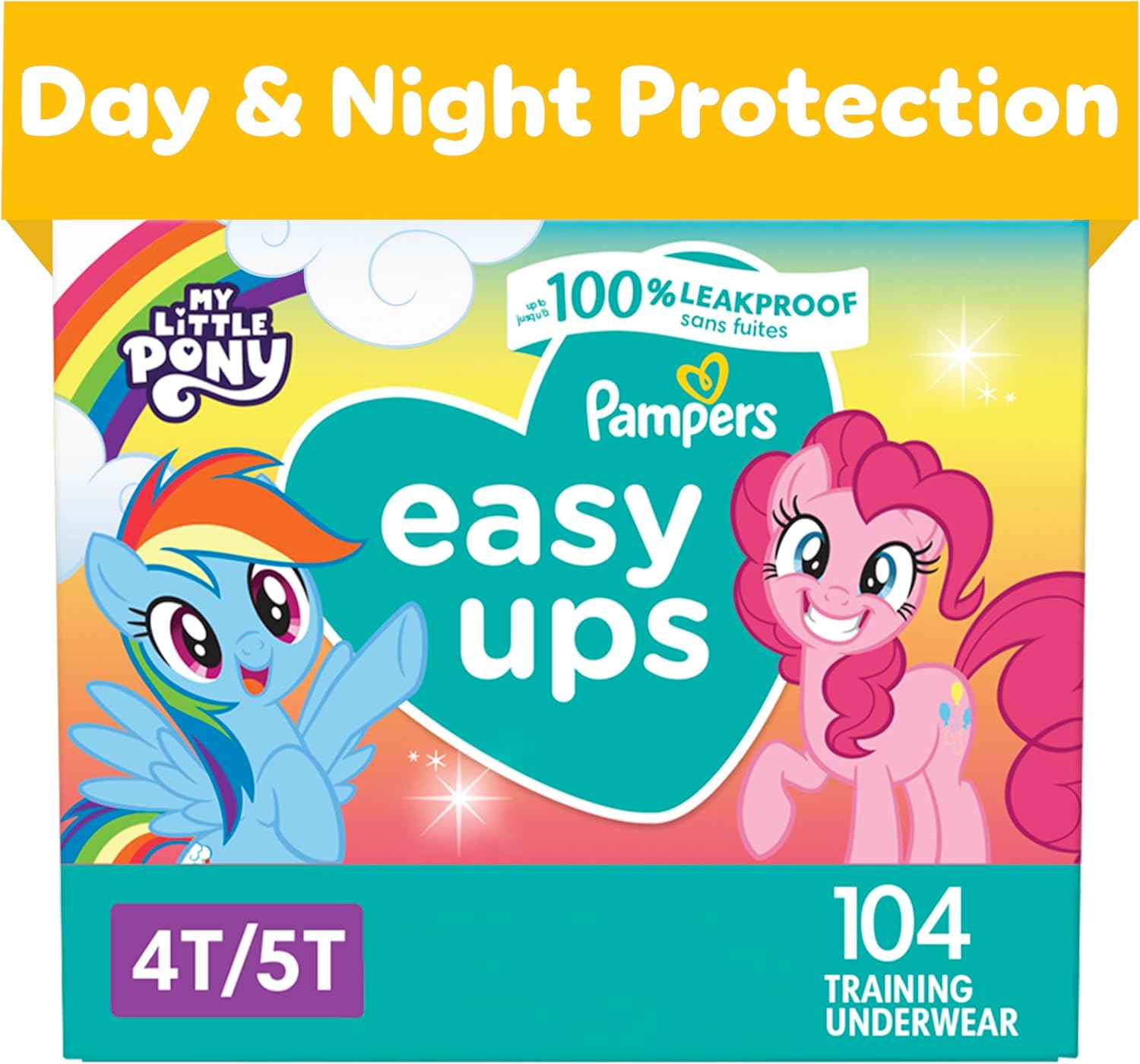 Pampers Easy Ups Girls & Boys Potty Training Pants - Size 4T-5T, One Month Supply (104 Count), My Little Pony Training Underwear (Packaging May Vary)