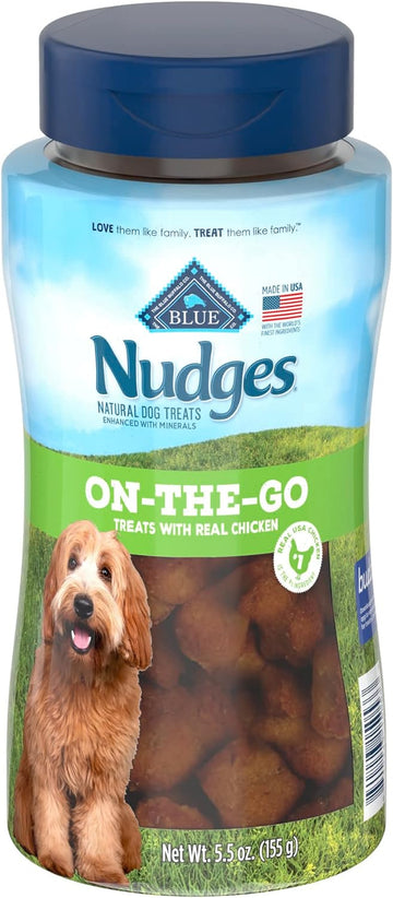 Blue Buffalo Nudges On The Go Natural Dog Treats, Chicken 5.5Oz Reusable Container