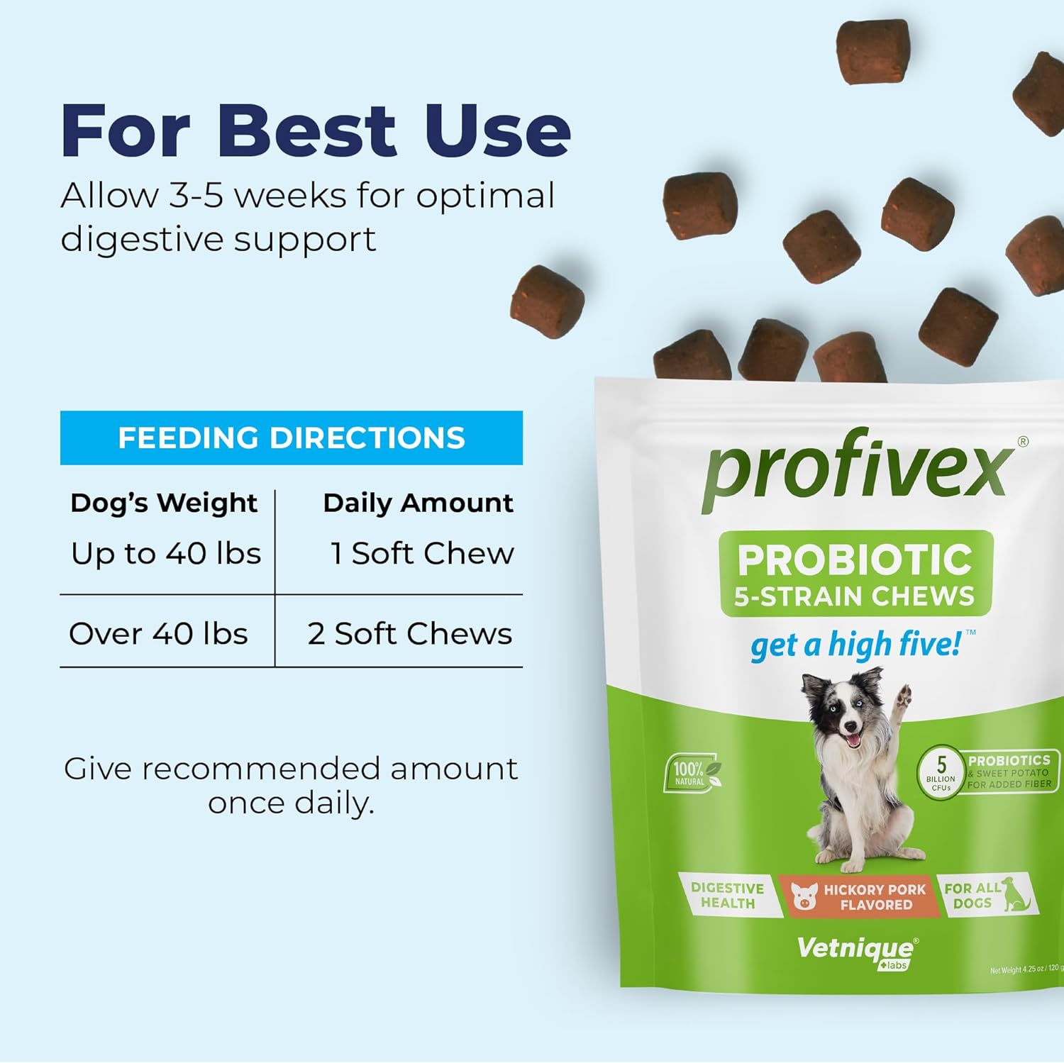 Vetnique Labs Profivex Probiotics for Dogs All Natural Dog Chews & Powder for Digestive Health Probiotic Supplements for Dogs 5 Strains of Probiotics & Prebiotics (Soft Chews, 30ct) : Pet Supplies