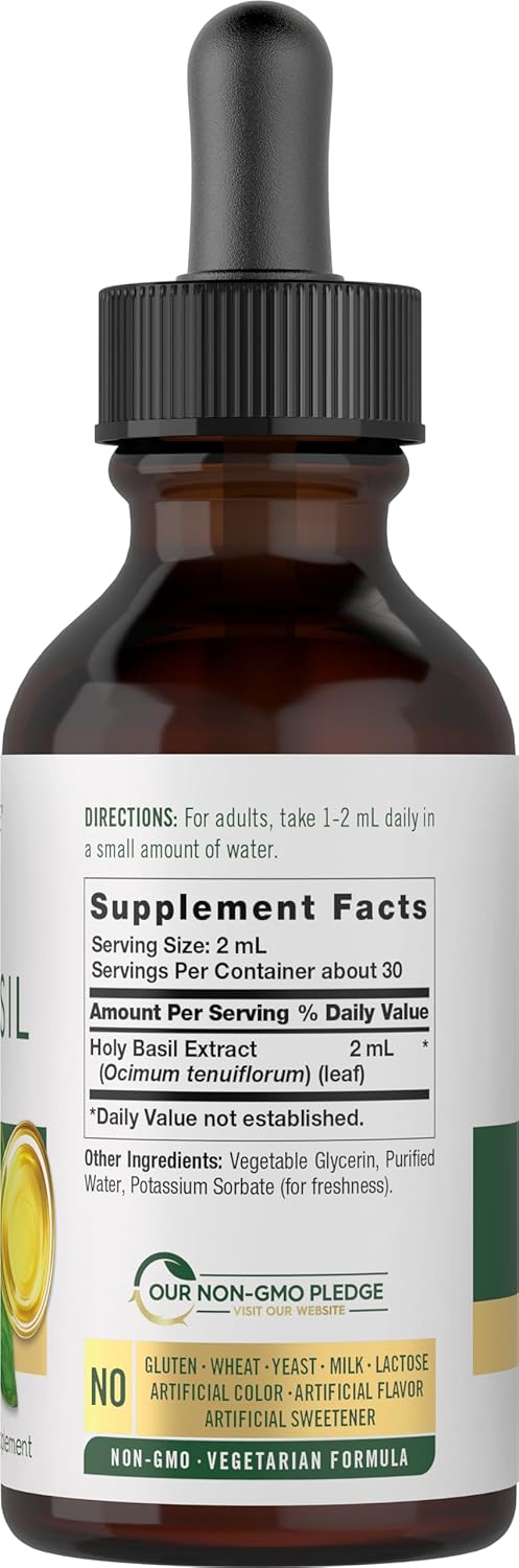 Carlyle Holy Basil Extract Liquid | 2 Fl Oz | Tulsi Herb Tincture | Vegetarian | Non-Gmo, Gluten Free Supplement