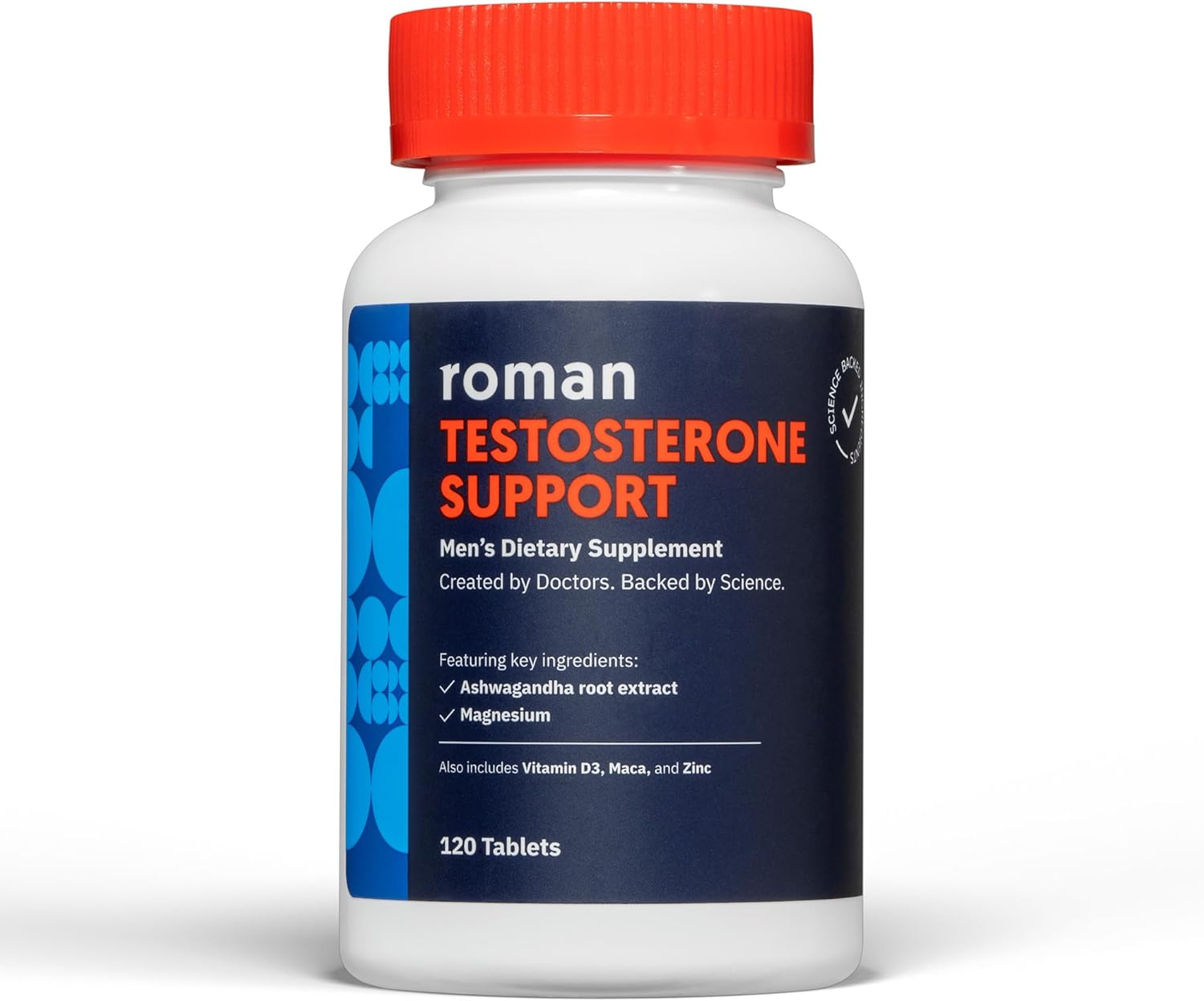 Roman Testosterone Support | Daily Nutritional Supplement With Ashwagandha & Magnesium | (120 Tablets)