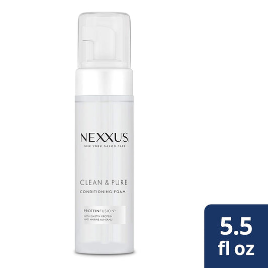 Nexxus Clean & Pure Conditioning Hair Foam Moisturizing Conditioner For Fine Or Thin Hair With Proteinfusion Silicone, Dye And Paraben Free 5.5 Oz