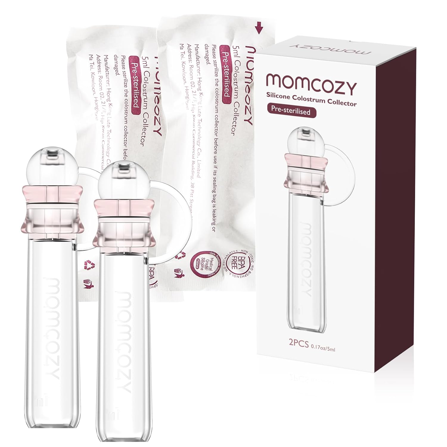 Momcozy Colostrum Collector Reusable Breast Milk Collector, Portable Colostrum Container Can Be Feeding Baby, Multi-Use Collector Bpa Free, 5Ml-2Pcs