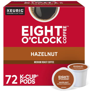 Eight O'Clock Coffee Hazelnut, Keurig Single Serve K-Cup Pods, Medium Roast, 72 Count (6 Packs Of 12)