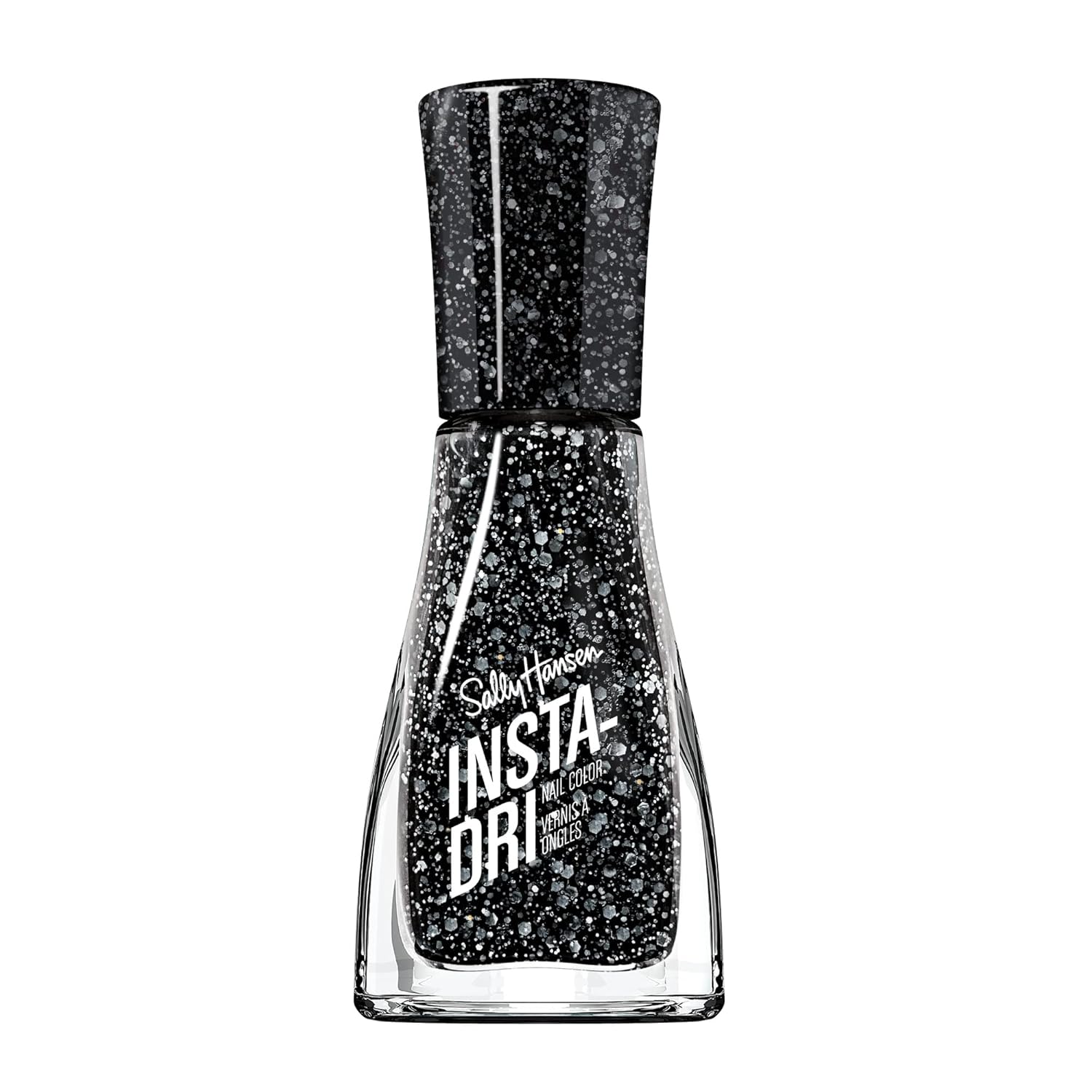 Sally Hansen Insta-Dri®, Powerslide, Quick Dry, Long Lasting, Streak-Free Shine, Black Glitter Nail Polish