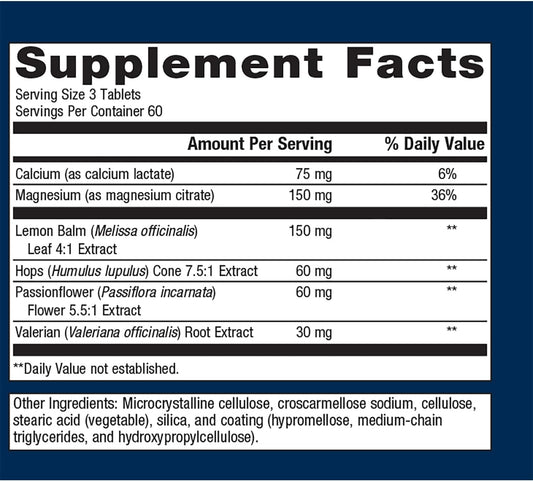 Metagenics Myocalm Plus - With Passionflower, Valerian Root, Magnesium & Calcium - Non-Gmo, Gluten-Free & Vegetarian - 60 Servings - 180 Tablets