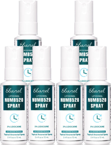 Ebanel 6-Pack 5% Lidocaine Spray Pain Relief Numb520 Burn Itch Relief Numbing Spray For Skin, Topical Anesthetic Postpartum Hemorrhoid Treatment Spray With Phenylephrine For Local And Anorectal Uses