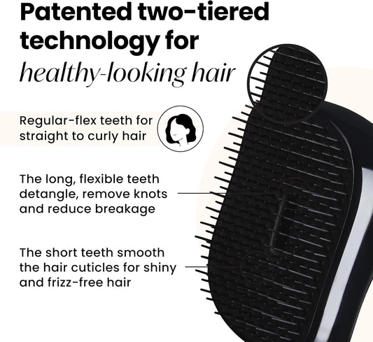 Tangle Teezer | The Compact Styler Detangling Hairbrush | Travel-Friendly With Protective Cover & Two-Tiered Teeth Design | Perfect For Wet, Dry & Flyaway Hair | Sweet Lilac & Yellow Chrome
