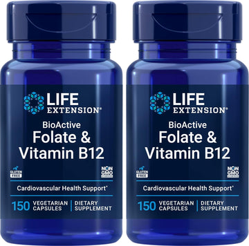 Life Extension Bioactive Folate & Vitamin B12, 150 Vegetarian Capsules (Pack Of 2)