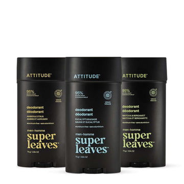 Attitude Aluminum-Free Deodorant Trio, 95% Natural Origin Ingredients, Ewg Verified, Plant Based Odor Control, With Baking Soda, 3 Count, 2.64 Oz Each