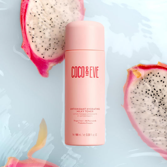 Coco & Eve Antioxidant Hydrating Milky Toner. Gentle Face Toner To Boost Hydration, Radiance, Support Skin Barrier. Antioxidants, Hyaluronic Acid, Niacinamide & Probiotics. (100Ml)