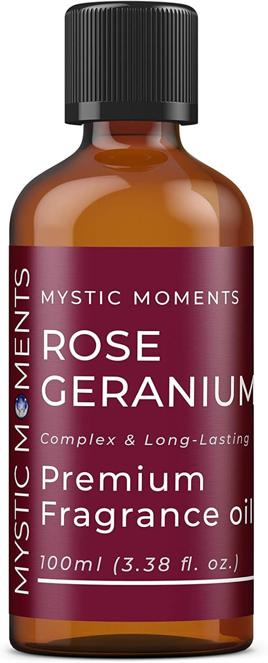 Mystic Moments | Rose Geranium Fragrance Oil - 100ml - Perfect for Soaps, Candles, Bath Bombs, Oil Burners, Diffusers and Skin & Hair Care Items