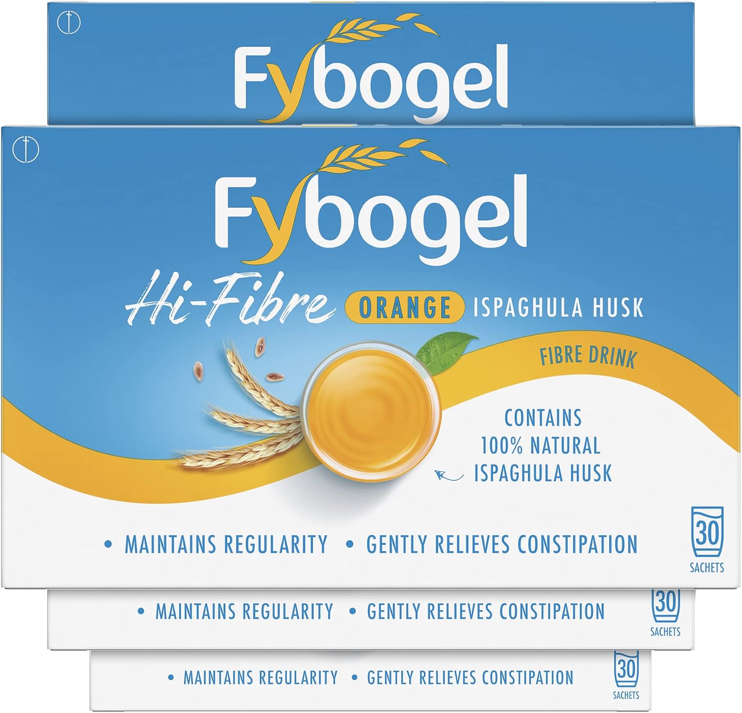 4 X Fybogel Hi-Fibre Lemon Natural Fibre Drink 10 Sachets