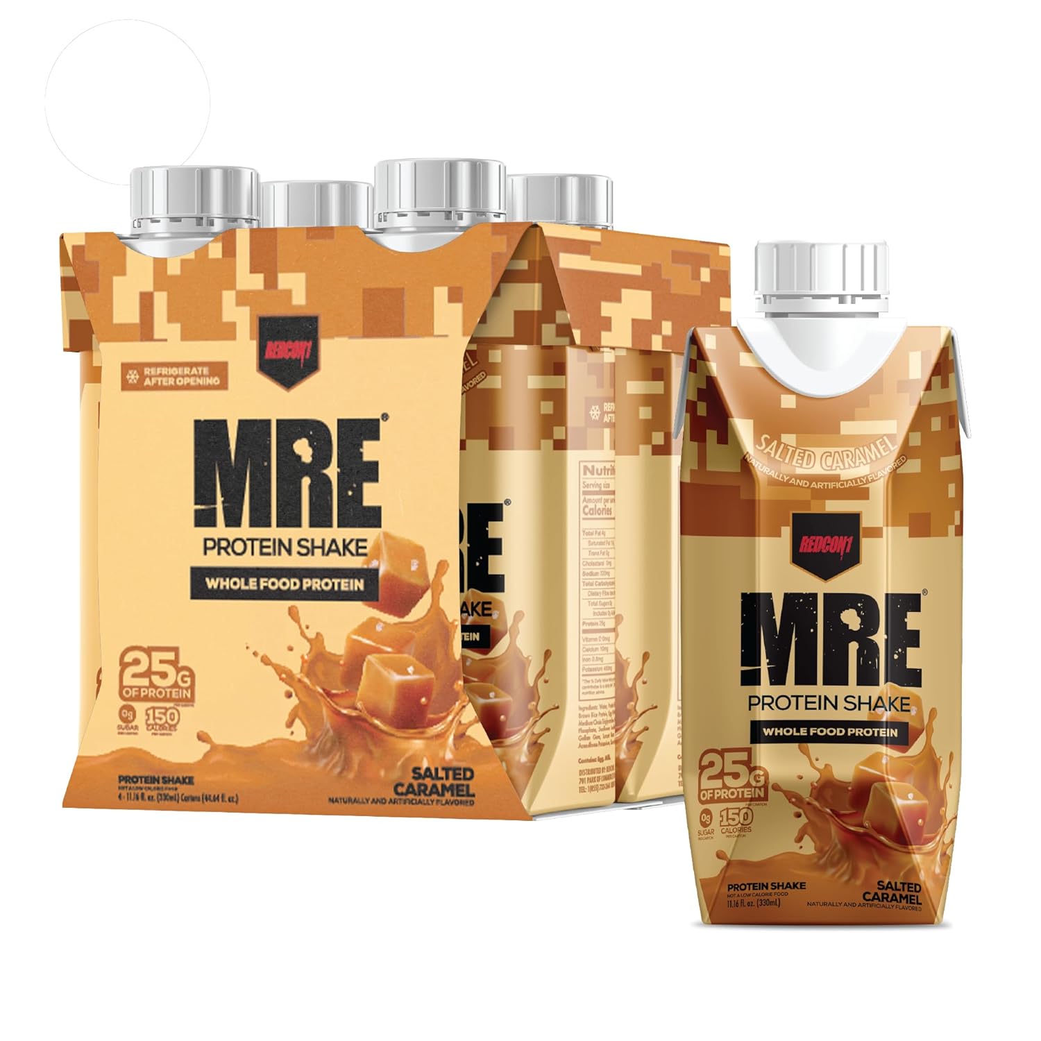REDCON1 MRE Ready to Drink Protein Shakes, Salted Caramel - Sugar-Free