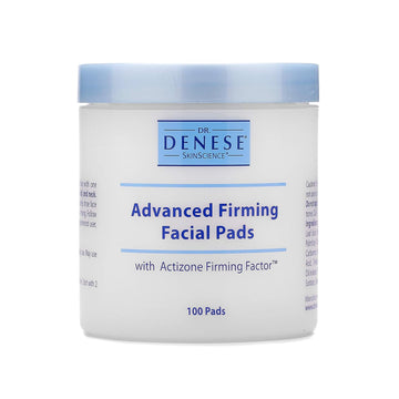 Dr. Denese Skinscience Advanced Firming Facial Pads Exfoliator & Deep Pore Face Cleanser, Toner & Skin Care Glycolic Acid, Peptides & Aloe - Vegan, Paraben-Free, Cruelty-Free - 100 Count