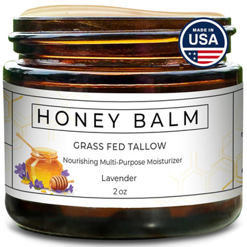 Tallow And Honey Balm, Organic Body Butter, Grass-Fed Beef Tallow For Skin, Soothing All-Natural Moisturizer For Body And Face | Made In Usa - 2 Oz (Lavender)