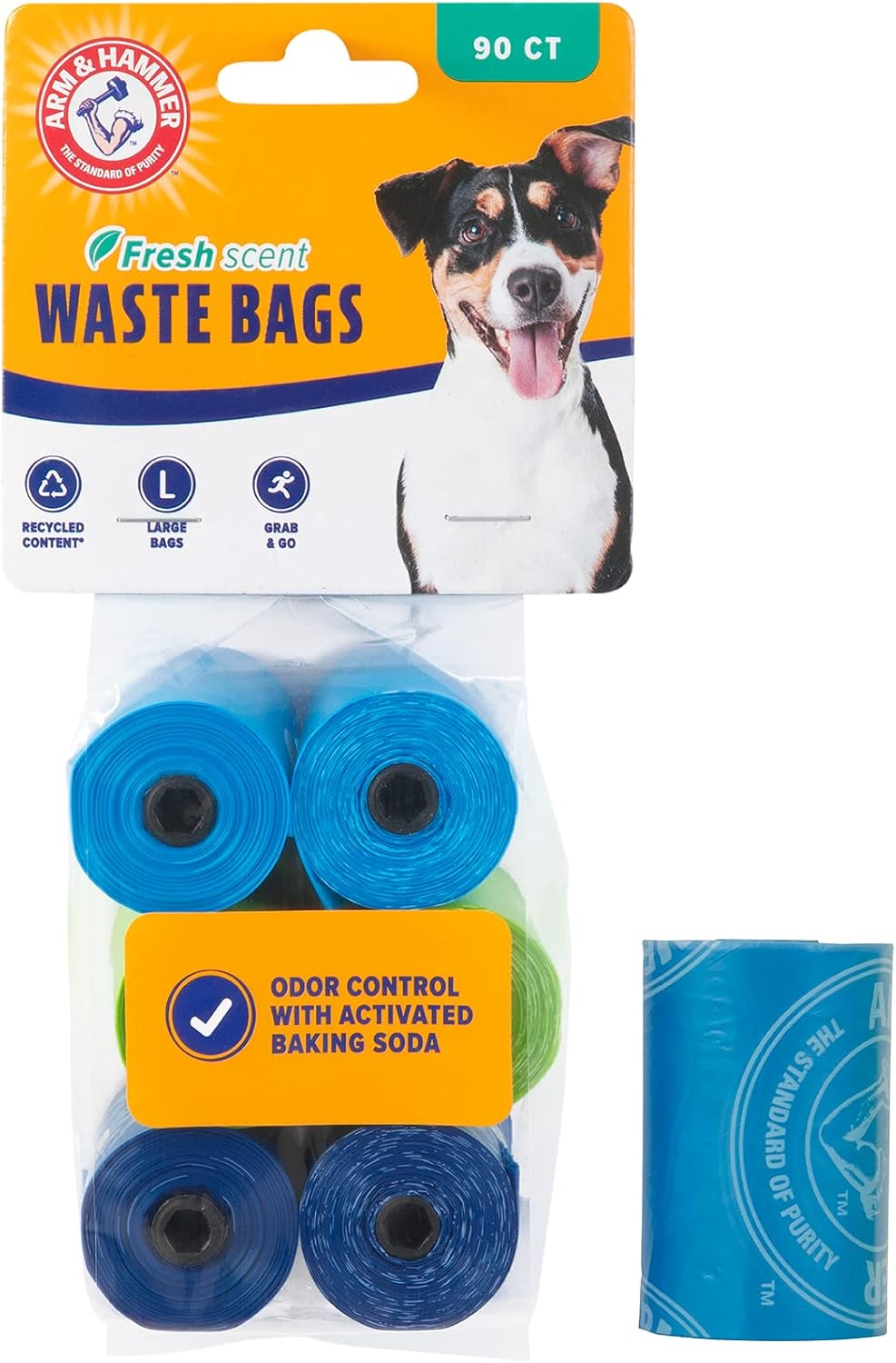 Arm & Hammer Pet Mate 71041 Easy-Tie Waste Bags, Blue, 75-Pack