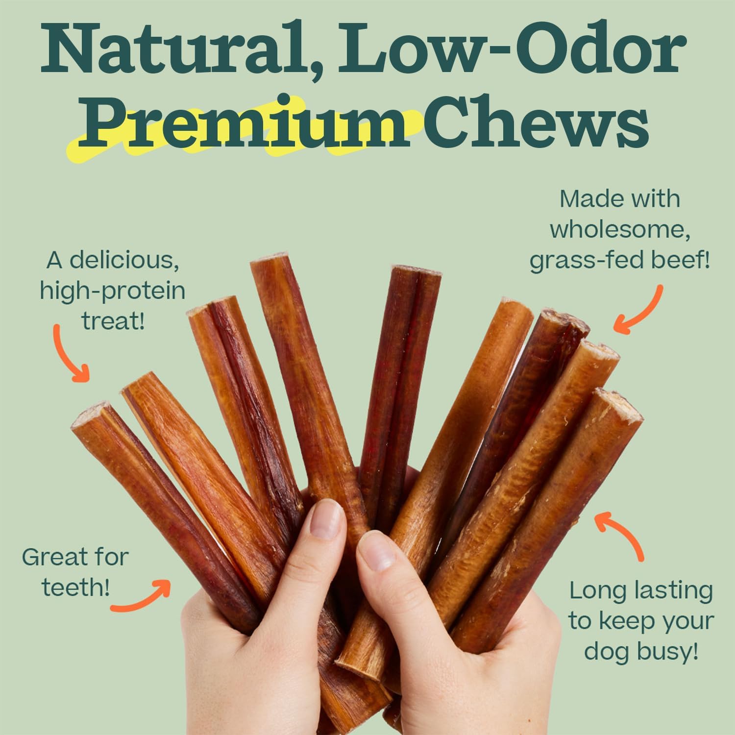 WOOF Bully Sticks Dog Treats - Chew Sticks for Dogs - Long-Lasting Dog Chew Treats - Dog Products Made with Free-Range, Grass-Fed Beef - 6" Sticks - 5pk : Pet Supplies