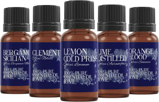 Mystic Moments | Essential Oils Of Italy Essential Oil Gift Starter Pack 5X10Ml | Bergamot Sicilian, Clementine, Lemon Cold Pressed, Lime Distilled, Orange Blood | Perfect As A Gift