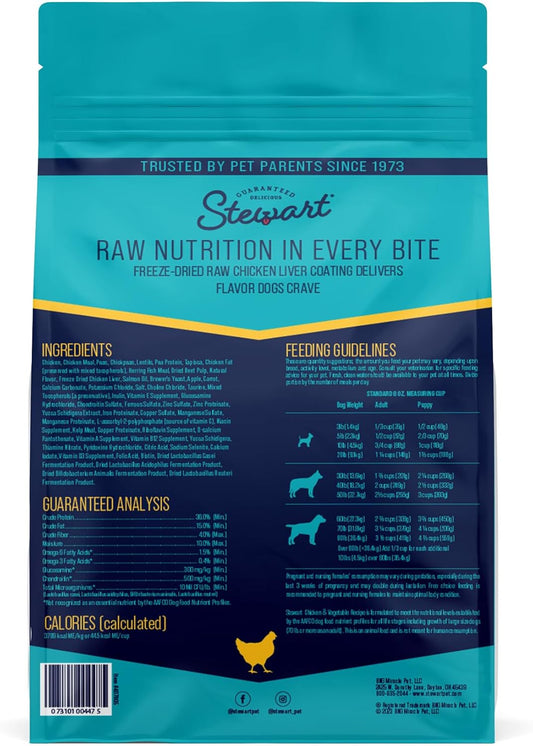 Stewart Dog Food, Raw Coated Chicken & Vegetable Recipe, 4 Lb. Bag, Probiotics For Dogs, Made In Usa, Chicken Dog Food, Products For Dogs