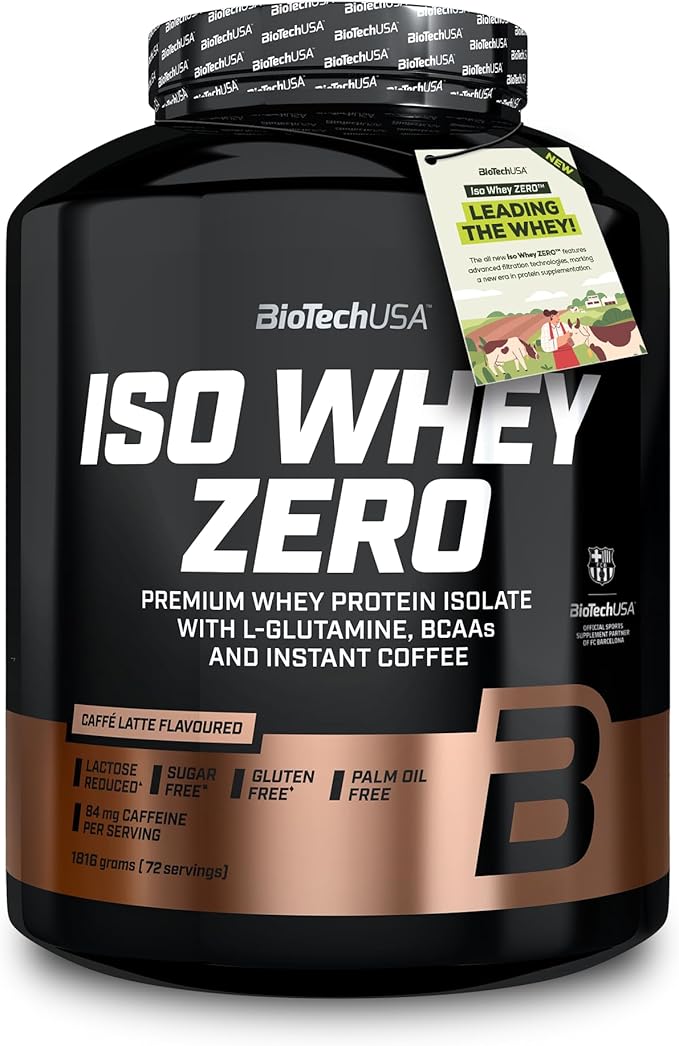 Biotechusa Iso Whey Zero | Premium Whey Protein Isolate | Grass-Fed | Enzyme-Free | Sugar- And Gluten-Free, 2.27 Kg, Caffé Latte