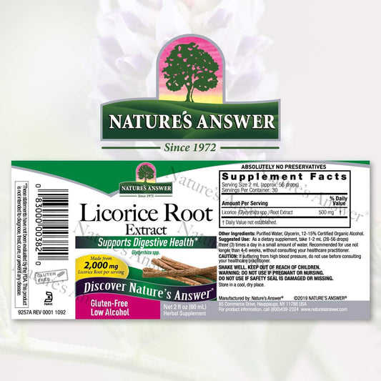 Nature's Answer Licorice Root Supplement 2000 mg 2 Low-Alcohol Extract | Supports Digestion | Promotes Respiratory Function | Natural Detox | Single Count