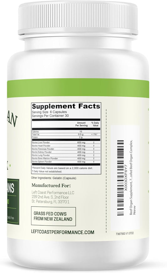 Beef Organ Supplement For Women - Beef Liver, Kidney, Heart And Uterus Tissue, Supports Women'S Overall Energy And Health - Pasture Raised In New Zealand - No Fillers Or Flow Agents - 120 Capsules