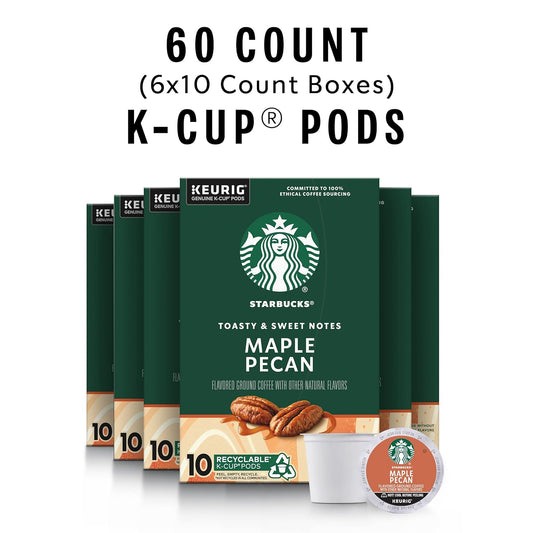 Starbucks Coffee K-Cup Pods—Maple Pecan Flavored Coffee—Naturally Flavored—100% Arabica—6 boxes (60 pods total)