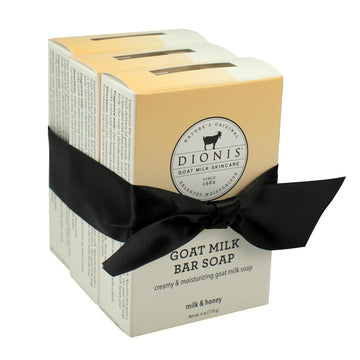 Dionis Goat Milk Skincare Bar Hand Soap-Shea Butter & Olive Oil Nourish, Moisturize, Restore, For All Skin Types, Non Greasy, No Residue, Milk & Honey Scent, Gift Set Bundle Of 3 Moisturizing Bars