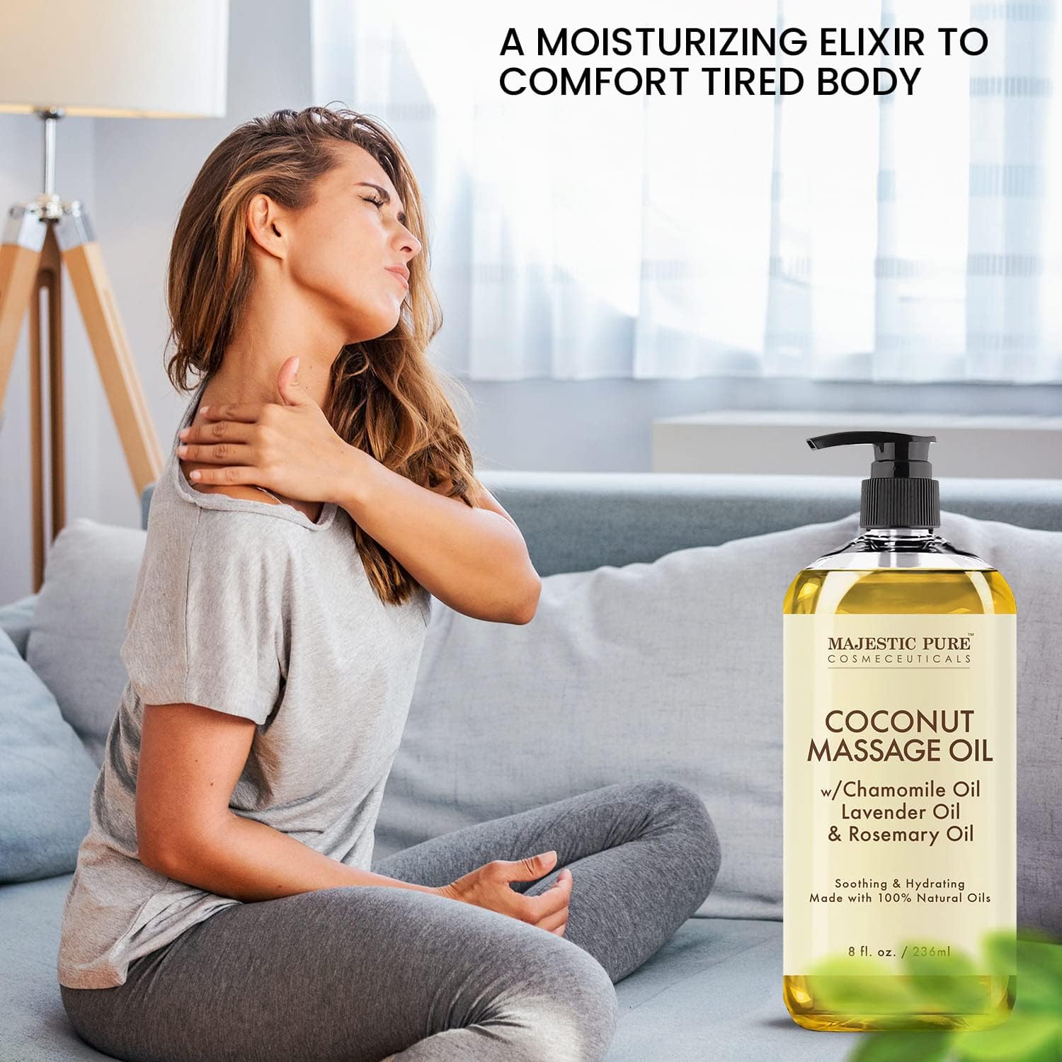 MAJESTIC PURE Coconut Massage Oil - Ultra-Glide Formula with Soothing Aroma -Made with Natural Oils - All Skin Types, Men & Women - 8 fl oz : Tools & Home Improvement