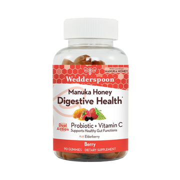 Wedderspoon Manuka Honey Digestive Gummies, Berry, 90 Count | Chewable