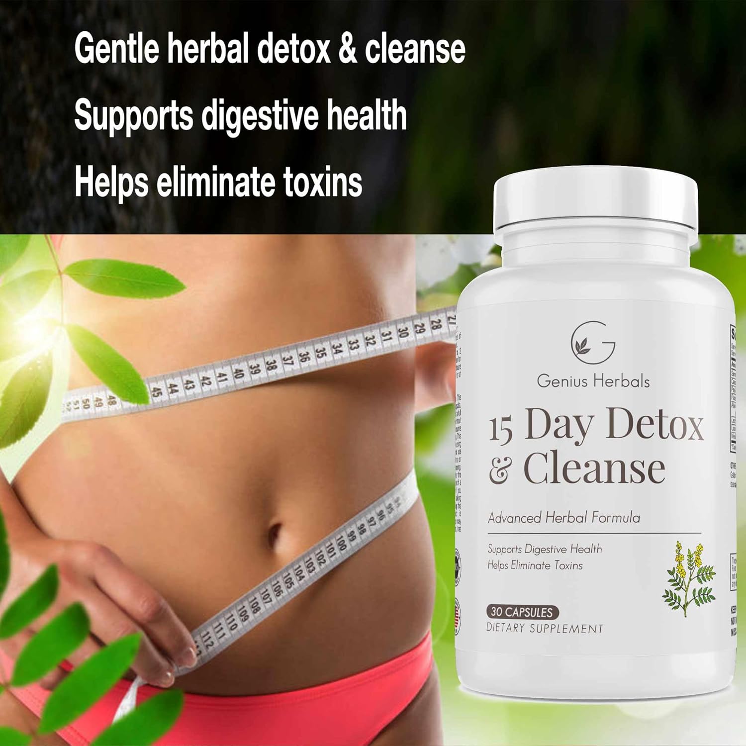 Genius Herbals 15 Day Detox And Cleanse - Helps Eliminate Toxins, Supports Digestive Health : Health & Household