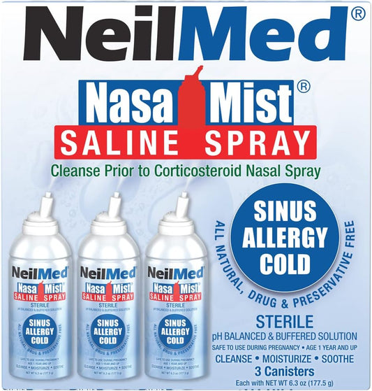 Neilmed Nasamist Isotonic Saline Spray. Soothe, Moisturize And Cleanse Using Specially Designed Tip. 177Ml. Contains 3 Nasamist Canisters