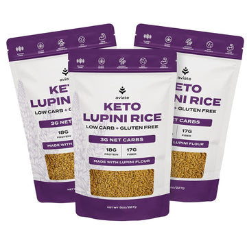 Aviate Keto Rice Orzo - Low Carb (3G Net) Lupini Rice/Pasta, High Protein (18G), Gluten-Free, Made With Lupin Flour, Plant Based Vegan, Keto-Friendly - Slim Orzo Pasta Rice (8Oz) (Pack Of 3)